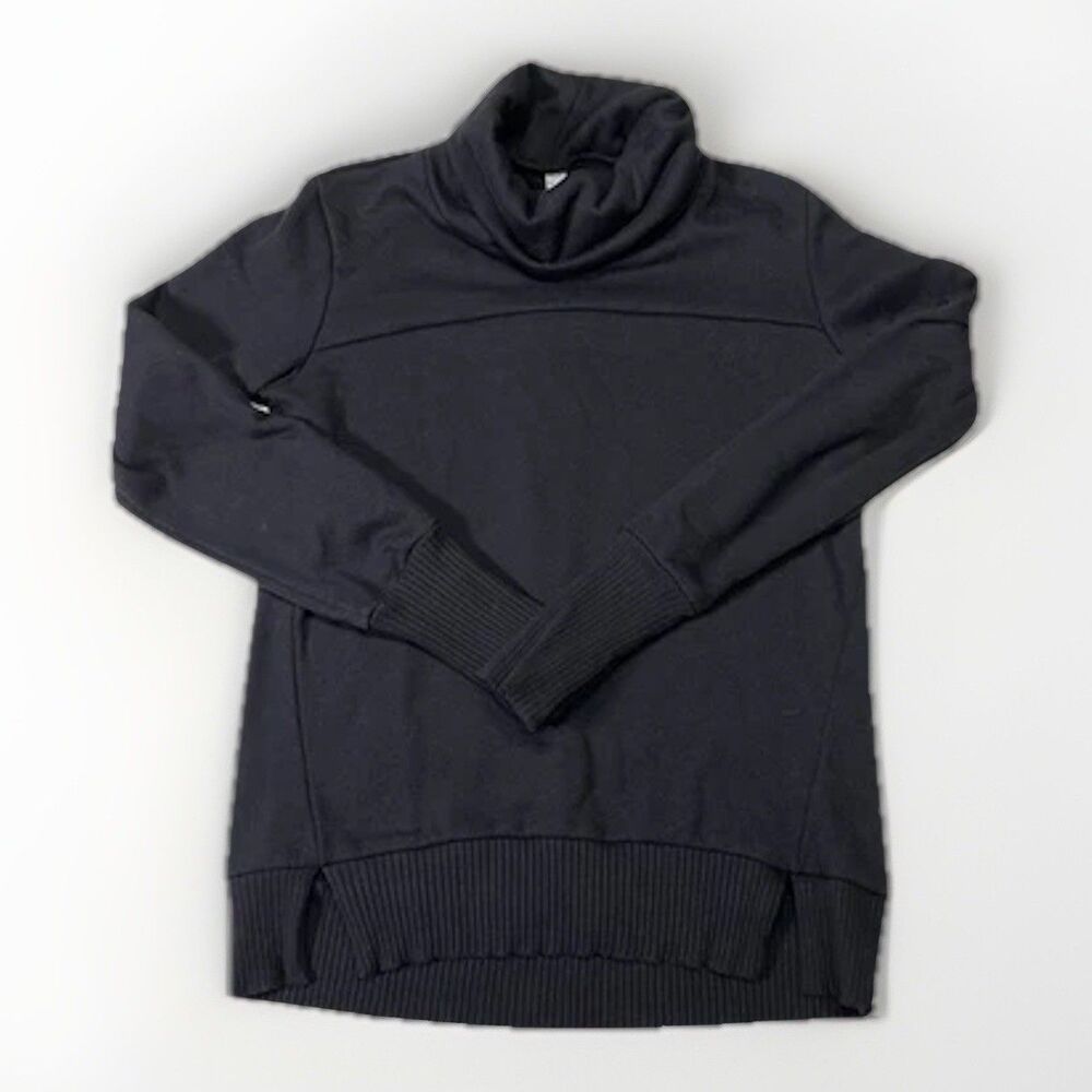 Alo Yoga Funnel Neck Pullover Sweatshirt Black Sz XS Cozy Cowl Neck Lounge